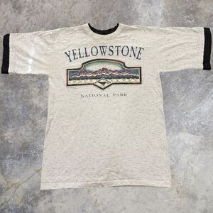 Vintage Yellowstone National Park Mens Shirt M White 90's Distressed Made In US